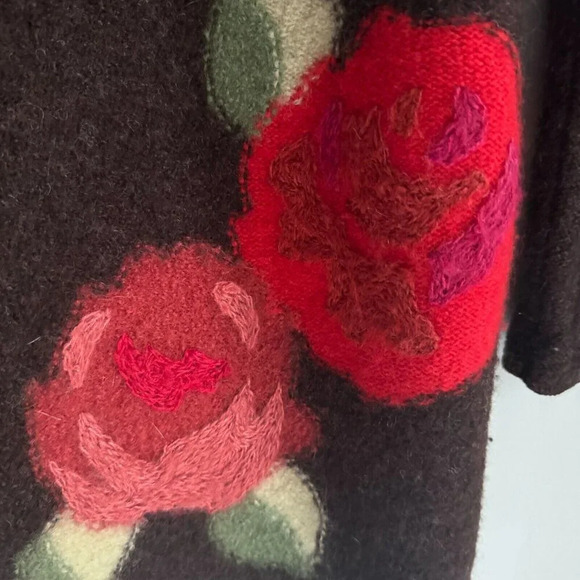 Susan Bristol Boiled Wool Brown Red Floral Jacket M - Picture 8 of 8